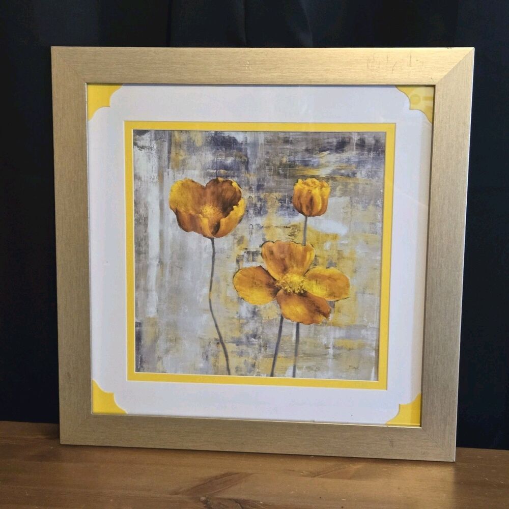 Yellow Flowers II Art Print by Carol Black, Framed & Matted, 18.5"